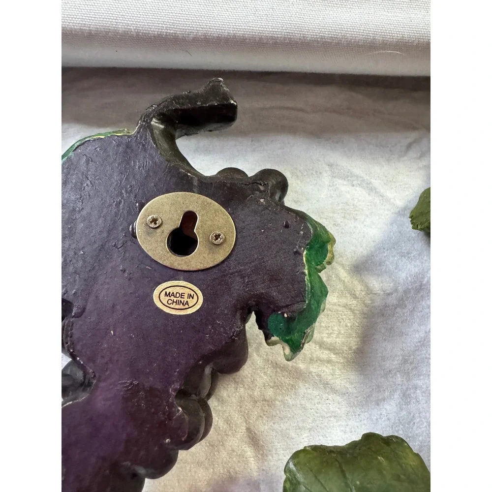Vintage Burwood Home Interiors Fruit Wall Plaque Set 5pc Grapes Apple Pepper